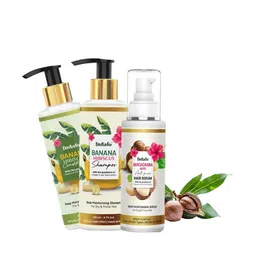 INDALO Set Of 3 Banana Hibiscus Shampoo & Conditioner with Macadamia Nuts Anti-Frizz Hair Serum 500ml-10