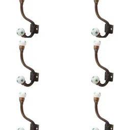 IndianShelf Sea Green & White 6 Piece Ceramic Star Wall Hooks-image-14