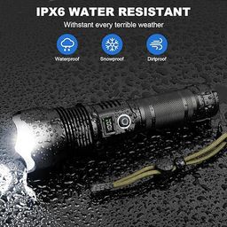 Luteti Torches LED Super Bright Rechargeable 200000 lumens with LCD Power Display, LED Rechargeable Torch, Adjustable Focus 5 Light Modes Powerful Torch for Dog Walking Camping image 4