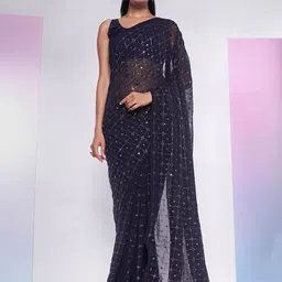 Kalista Embellished Sequinned Pure Georgette Saree-picture-2