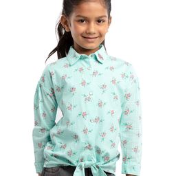 UNDER FOURTEEN ONLY Green Floral Print Shirt Style Top-29