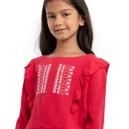 UNDER FOURTEEN ONLY Girls Red Print Blouson Top-95