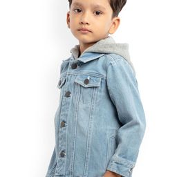 UNDER FOURTEEN ONLY Boys Blue Washed Denim Jacket-image-42