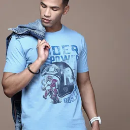 Roadster Mens Biker Printed Cotton T-Shirt-image-32