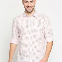 Basics Men Light Pink Pure Cotton Slim Fit Printed Casual Shirt-image-83