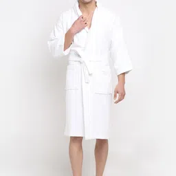 Creeva White Solid Bath Robe-51
