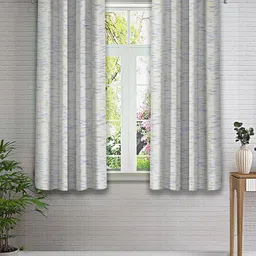 Cortina White & Blue 2 Pieces Printed Window Curtain-46