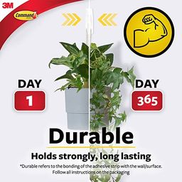 3M Command, Pack 4 Hooks, Holds Upto 2.2 Kg, Removable, Comes Off with No Paint Damage, Large Utility Wall Hooks, Heavy Duty, Holds Strongly, Reusable - Plastic, White image 3