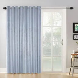 HOSTA HOMES Silver-Toned 2 Pieces Abstract Self Design Black Out Eyelet Door Curtains-picture-9