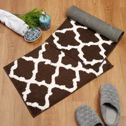 HOSTA HOMES Set Of 2 Coffee Brown & White Patterned Anti-Skid Doormats-8