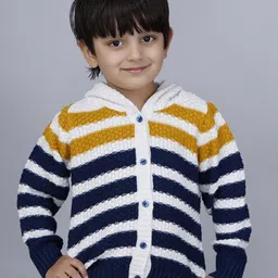 JoE Hazel Boys Striped Hooded Acrylic Cardigan Sweater-image-84
