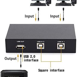 NIGSUR 2 Ports USB Switch for PC Sharing Switch Hub Box, Printer Splitter for Two Computers Sharing 1 Scanner Printers Projector Camera and Keyboard image 5