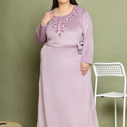 TAG 7 Women Embroidered Maxi Nightdress-image-7