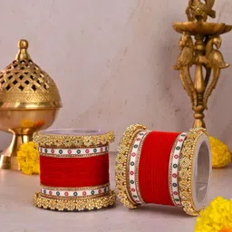 Wedding Chuda by Hitesh Bangles Set Of 2 Stone Studded Bangles-9