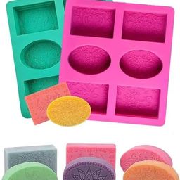 generic Silicone Soap Mold | Multicolor 6 Cavity Rectangle,Oval Shape Soap Moulds for Soap Making | Soap Making Kit | Soap Base Mould for Soap Bar, Resin, Chocolate, Cheesecakes image 2
