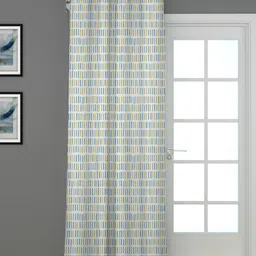 HOUZZCODE Blue & White Black Out Long Door Curtain-25