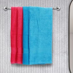 BIANCA Turquoise Blue & Pink Set of 4 Solid 380 GSM Cotton Hand Towels-17