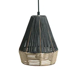ExclusiveLane Dark-Brown  Beige Solid Handwoven Pyramidal Hanging Pendant Ceiling Lamps-14