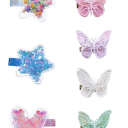 Yellow Chimes Girls Pink & Purple Set of 7 Embellished  Alligator Hair Clip-image-60