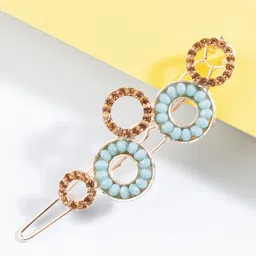 AccessHer Women Gold-Toned Beaded Bumpit Hair Pin-image-96