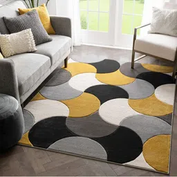 IMRA CARPET Yellow Geometric Handmade Woollen Carpet-picture-53