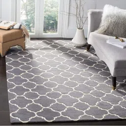 IMRA CARPET Grey Ethnic Motifs Anti-Skid Woollen Carpet-picture-16
