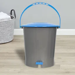 Kuber Industries Set Of 2 Grey & Blue Solid 5L Pedal Dustbin With Handle-20