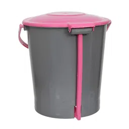 Kuber Industries Set Of 2 Grey & Pink Pedal Dustbin With Handle image 2