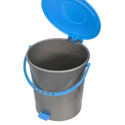 Kuber Industries Set Of 2 Grey & Blue Solid 5L Pedal Dustbin With Handle image 5