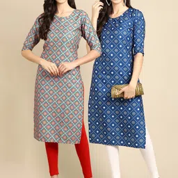 KALINI Women Pack of 2 Printed Crepe Kurta-image-84