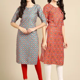 KALINI Women Pack of 2 Printed Crepe Kurta-48