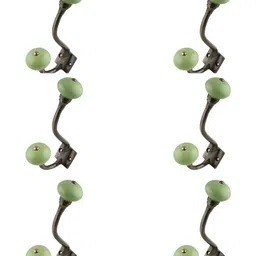 IndianShelf Lime Green and Black 6 Piece Ceramic Wall Hooks-image-48