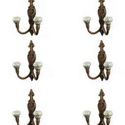 IndianShelf Black & White 6 Pieces Abstract Printed Ceramic Robe Wall Hooks-27