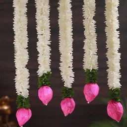 TIED RIBBONS Set of 5 Artificial Jasmine Lotus Flowers Hanging Garlands Torans image 1