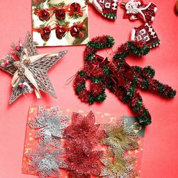 MARKET99 12-Pcs Green & Red X-Mas Hanging-10