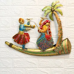 Ekhasa Red & Blue Metal Dancing Couple Wall Hanging-44
