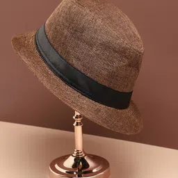 HAUTE SAUCE by  Campus Sutra Brown Textured Fedora Hat-image-69