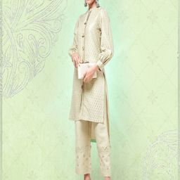 Pannkh Women Green Gotta Patti Foil Printed With High-Low Hemline Kurta-picture-8