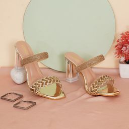 FABBHUE Embellished Open Toe Block Heels-13
