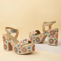 Rocia Printed Open Toe Platforms Heels-31