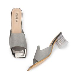 SALARIO Silver-Toned PU Block Heels-picture-5