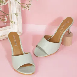 DressBerry Sage Green Solid Slim Heels-15