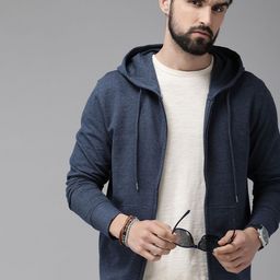 Roadster Men Blue Solid Hooded Sweatshirt-image-50