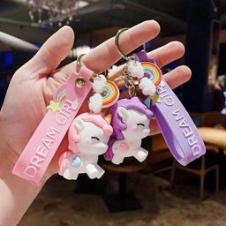 SAMVARDHAN Unicorn Key Ring Key Chain for Girls Silicone Unicorn Toy and Charm Key- Chain for Bag (2 Piece) Multicolor image 2
