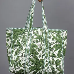HANDICRAFT PALACE Floral Printed Structured Pure Cotton Tote Bag-32