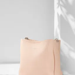 Lino Perros Peach-Coloured Solid Hobo Bag-43