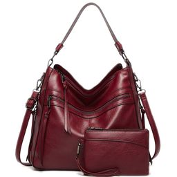 SYGA Textured Leather Structured Shoulder Bag with Pouch-image-62