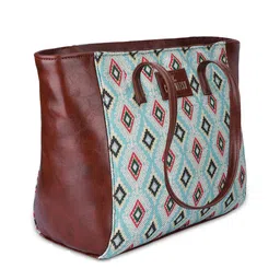 THE CLOWNFISH Geometric Printed Structured Tote Bag image 3