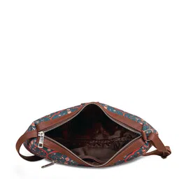 ZOUK Navy Blue Ethnic Motifs Printed Structured Hobo Bag image 4
