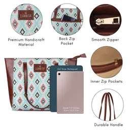THE CLOWNFISH Geometric Printed Structured Tote Bag image 5